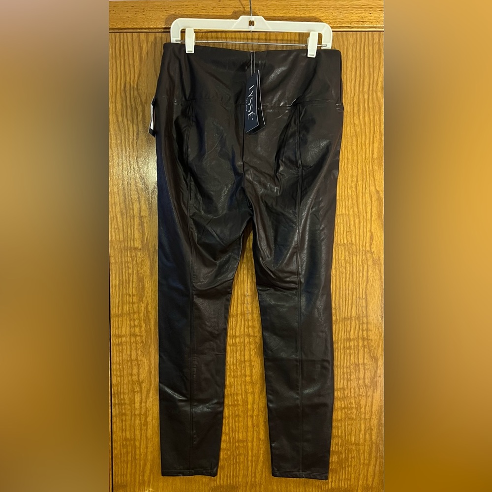 LYSSE XL Vegan Leather seamed leggings Chocolate Brown